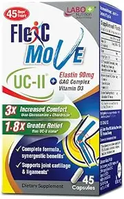 LABO Nutrition FlexC Move, Advanced UC-II Collagen Supplement for Joints Support, Enhanced with Elastin, Collagen Types I, V, X, Glucosamine, Chondroitin, Vitamin D3 - for Targeted Recovery