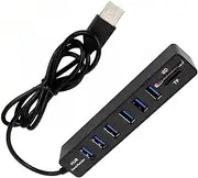 Hub Multi Splitter Port High Speed Transmission USB 6 Port Memory TF Docking Station Plug and Play for Mobile(Black)