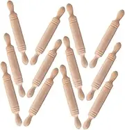 Yardwe 20Pcs Mini Wooden Rolling Pin for Dollhouse Baking Scenes Ergonomic Design Safe for Crafting and Imaginative Play Beige