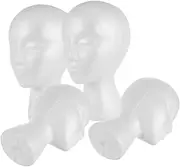 HONITANO 4Pcs Foam Mannequin Head Display Holder for Wigs Caps Hats and Headdresses Durable Smooth Reusable for Salon and Home Use Travel Friendly Storage