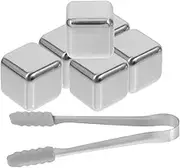 Veemoon 1 Set Stainless Steel Ice Cubes Stones Reusable with Drinker Non Drinks Beverage Stainless Ice Cube Core Parties for Ice-Cube Cocktail Wine Round Metal Ice Cubes Chill Cubes Silver