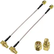 RP-SMA Coax Cable RG316 RP SMA Male to RP SMA Female Right Angle WiFi Antenna Extension Cable for Security Camara 6inch (15cm) Coax Pigtail Cable 2 Pack