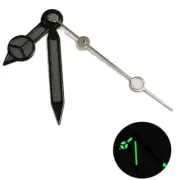Silver Second Hand Matte Black Trim Black Painted Lume Watch Hands for NH35/36