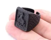 Horse Signet Adjustable Ring Brass Black Painted (9US - 12US inner size) 4734