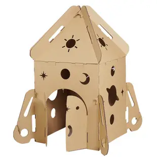 爆款推薦兒童瓦楞紙箱房子紙板城堡可涂鴉diy幼兒園玩具屋室內帳篷游戲屋-