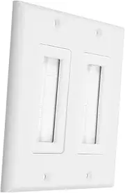 DOITOOL Wall Plate Cable Pass Through Cover Dual Port Cable Management Panel for Sound Systems Compact Cord Hider for Home Theater Office Use Easy Installation Versatile
