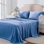 Queen Bed Sheet Set 2000TC Bedding Sheets Pillowcases, Breathable, Wrinkle Fade Stain Resistant, Deep Pocket, Ocean Queen