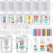 12 Sets Father'S Day Gift Color Your Own Mugs Design Worlds Best Dad Mugs Father