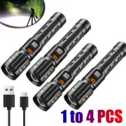 Super Bright LED Flashlight High Powered Torch USB Rechargeable Lamp 3 Modes