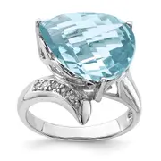 Sterling Silver Rhodium Sky Blue Topaz u0026 Natural Diamond Gemstone Birthstone Ring Fine Jewelry Gift for Her