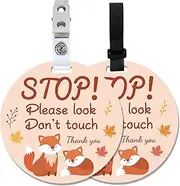 PLIGREAT 2 Sets Cute Fox Please Don't Touch Baby Sign for Newborn Maple Leaves Stop Touching Baby Sign for Baby Boys Girls No Kissing Sign Tag for Car Seat Baby Carrier with Hanging Straps and Clip