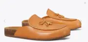 Tory Burch Charm Mules Flat Slip-on Brandy Genuine Leather Natural Cork Size 7