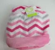 VHTF NWT Okie Dokie Pink Grey White Chevron Zig Zag Striped Plush Baby Blanket