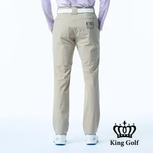 【KING GOLF】門市新品-男款合身彈力KING刺繡休閒高爾夫球長褲(卡其)