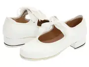 New Bloch Kid Annie Tyette Tap Dance Mary Janes Shoe White Girl 1.5Wide