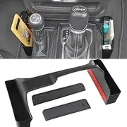 YOCTM Gear Shifter Console Side Storage Box For 2018-2024 Wrangler JL JLU Rubicon Sport Sahara Gladiator JT Shifter Side Tray Interior Accessories Black Fits 4Door