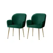 2x Dining Chairs Velvet Grey