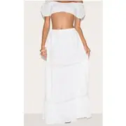 White Broderie Floaty Maxi Skirt, White