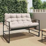 Garden Bench Garden Bench with Cushion Taupe 113 cm Steel