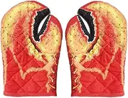 MIZZLES Oven Mitts Lobster Claw Set of 2, Quilted Cotton Lining- Potholders Crab Design Heat Resistant Pot Holder Gloves for Grilling & Baking Gloves BBQ, Microwave (Crab Claw)