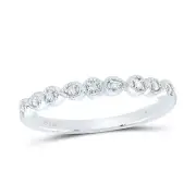 10kt White Gold Womens Round Diamond Stackable Band Ring 1/20 Cttw
