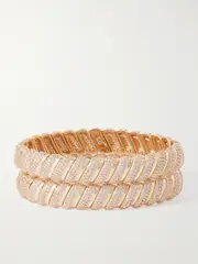 [Roxanne Assoulin] Roxanne Assoulin - The Palais Royale Set Of Two Gold-tone Crystal Bracelets - One size One size Gold