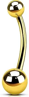 [OUFER Body Piercing] 14G Titanium Internally Belly Button Bars Gold Navel Piercing 10/12/14/16mm Belly Bar Piercing Jewellery Navel Bar Belly Button Ring