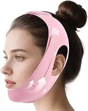 lasuroa Chin Strap for Sleeping, Breathable Reusable Double Chin Reducer Pink V Shaped Line Lifting Mask Jaw Exerciser for Women Users