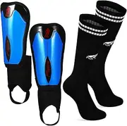 Alasum 1set Boys Girls Football Shin Guards with Socks Lightweight Calf Pads for Boys and Girls Comfortable and Protective for Practice and Games