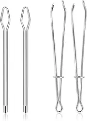 4 Pcs Threader Tool DIY Rope Threader Clip Metal Easy Pull Drawstring Threader with Tweezer Sewing Tweezer Tool Sewing Tool for Elastic for Replacement Drawstring Sewing Accessories