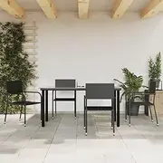 Patio Sets 5 Piece Garden Dining Set Black Poly Rattan