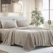 Ardor Boudoir Single Teddy Fleece Bed Sheet w/ Pillowcase Set - Natural