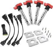 Red Blue Full Set 2.0T Ignition Coil ICM Harness R8 Coilpack Plates Coil Pack Set Compatible for Audi 97-99.5 1.8T B5 A4 (4 to 5 contacts)(Style D)