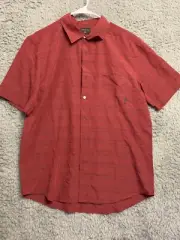 Quicksilver Shirt Mens Brown Striped MediumButton Up Short Sleeve Regular Fit