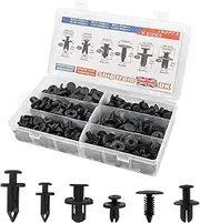 Car Body Mounting Clips Set, 190 Pieces, 6 Sizes, Universal Plastic Clips for Bumper, Fender, Bonnet, Trim