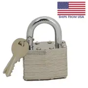 Steel Laminated Solid Brass Hardened Shackle Keyed Padlock 1 1/2" inch 38mm