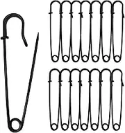 Urmspst Safety Pins (2022 New), 75mm Large Safety Pins Pack of 30 for Clothes Leather Canvas Blankets Crafts Skirts Kilts, Extra Large Safety Pin Heavy Duty Safety Pins (Black)