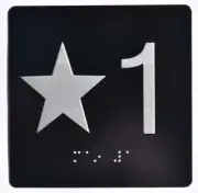 Star 1 - Elevator Jamb Plate Sign with Braille and Raised Number-REF24-1027