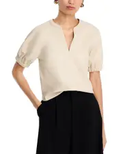 Steve Madden Roxanne Faux Leather Split Neck Top