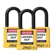 Zing 7068 Lockout Padlock,Ka,Yellow,1-3/4"H,Pk3