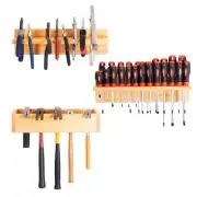 3Pack Wall Mount Wood Screwdriver Pliers Organizer Hammer Rack Tool Storage