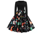 Women'S Vintage Christmas Dress Cocktail Party Dress Holiday Costume Accessory