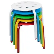 5 PACK Assorted Nesting Stack Stools w/ Metal Frame & 11.5" Height Plastic Seat