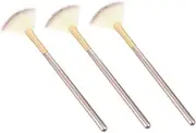 CTIRCHIU 3Pcs Blush Brush Highlighter Fan Makeup Brush for Precision Blending Contouring Setting Durable Manmade for Daily Use and Highlighting Cheekbones