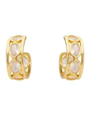 [Barcs] Bezel Crystal Hoop Earrings in Gold