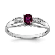Sterling Silver Rhod-plated Diamond Rhodolite Garnet Ring