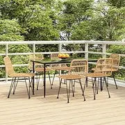 Patio Furniture Sets 7 Piece Garden Dining Set Poly Rattan