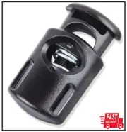 Plastic Cord Locks End Spring Stop Toggle Stoppers Multi-Colour (10PCS, Black)