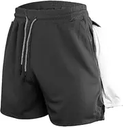 [Cicilin] Men's Running Shorts Workout Shorts Quick Dry Breathable Exercise Fitness Shorts