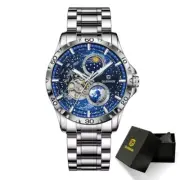 Rotating Earth Double Second Hand Wristwatch Men Automatic Mechanical Watch Star